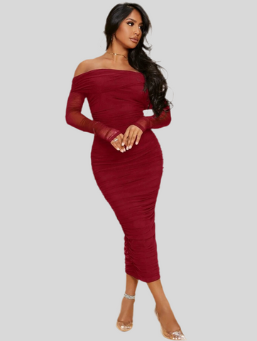 VESTIDO ELÁSTICO DRAPEADO 12 CLRS