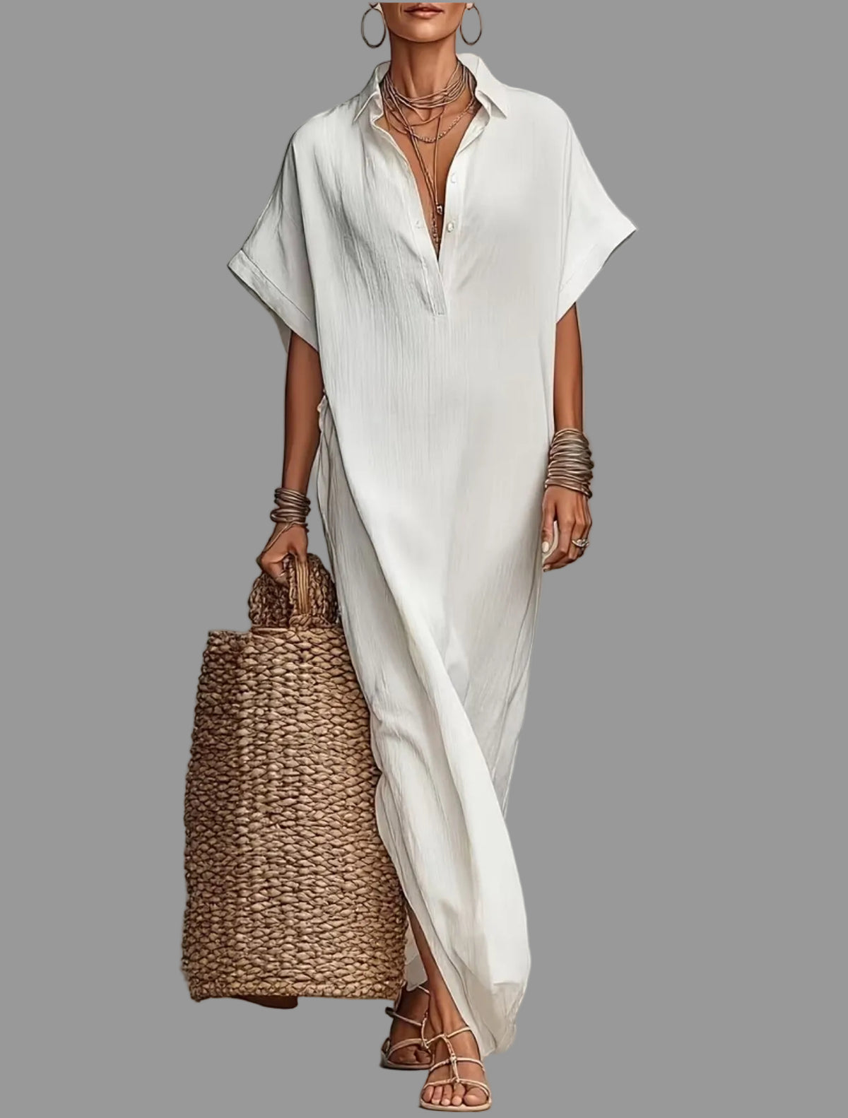 VESTIDO CAMISERO LARGO 2 CLRS