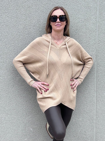 Jersey de punto suave con capucha oversize