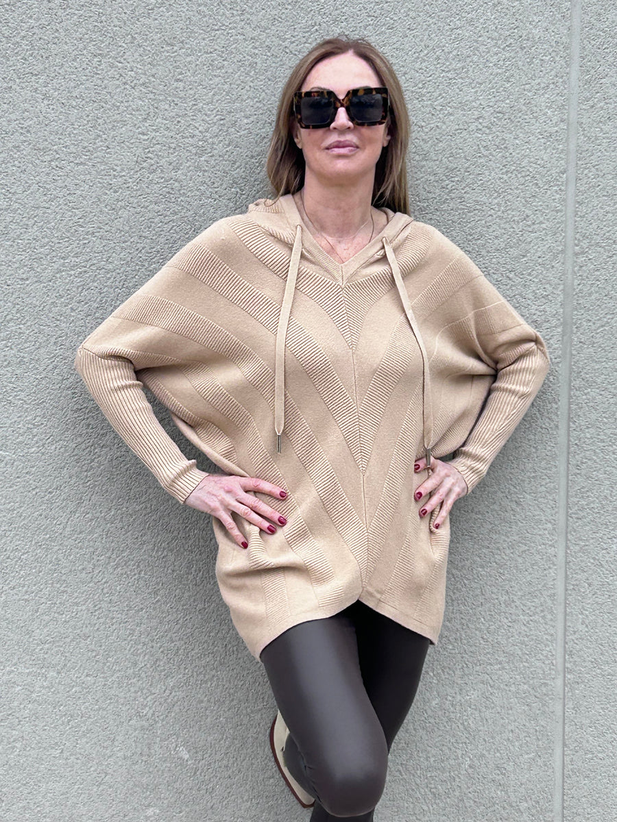 Jersey de punto suave con capucha oversize