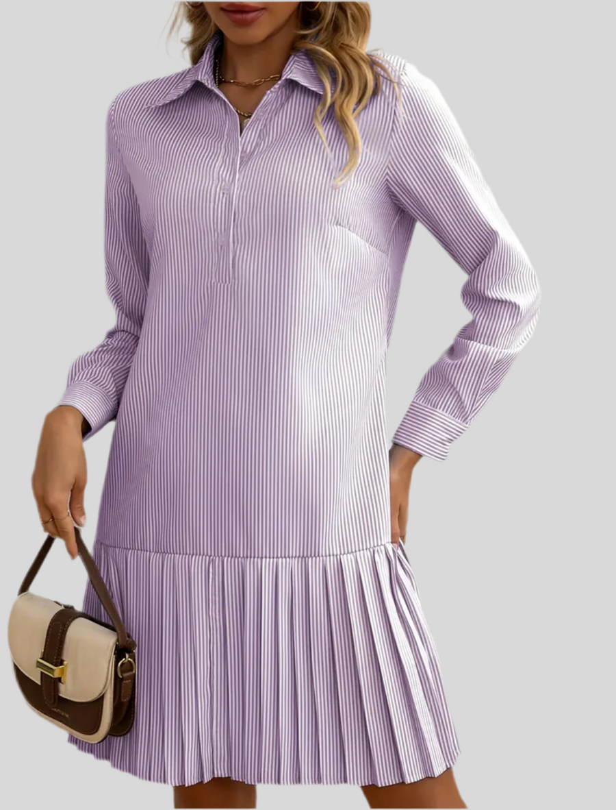 VESTIDO CAMISERO VOLANTE PLISADO 5 CLRS