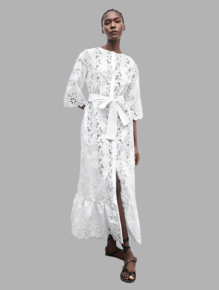 VESTIDO CON LAZADA ABOTONADO