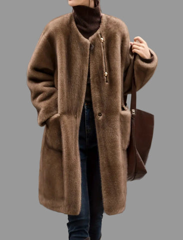 ABRIGO DE VISÓN ECO CON BOLSILLOS PLASTON