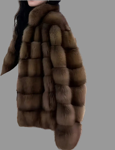 CHAQUETÓN DE PIEL ECO VISÓN HORIZONTAL