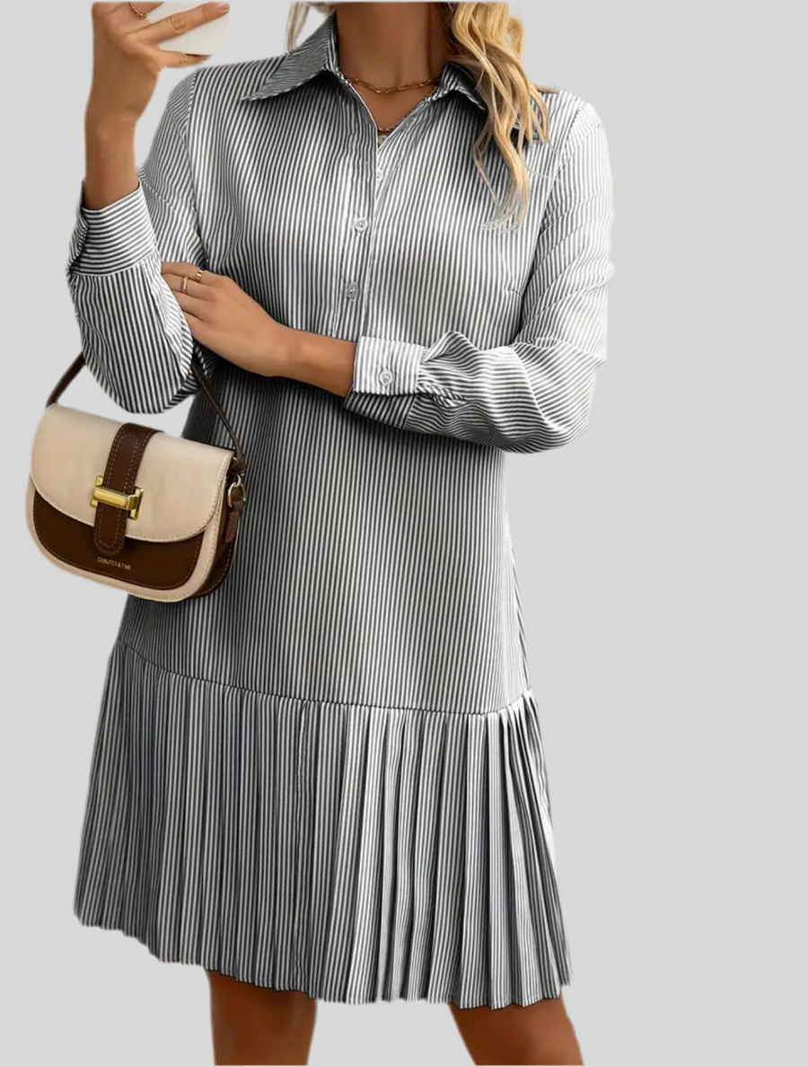 VESTIDO CAMISERO VOLANTE PLISADO 5 CLRS