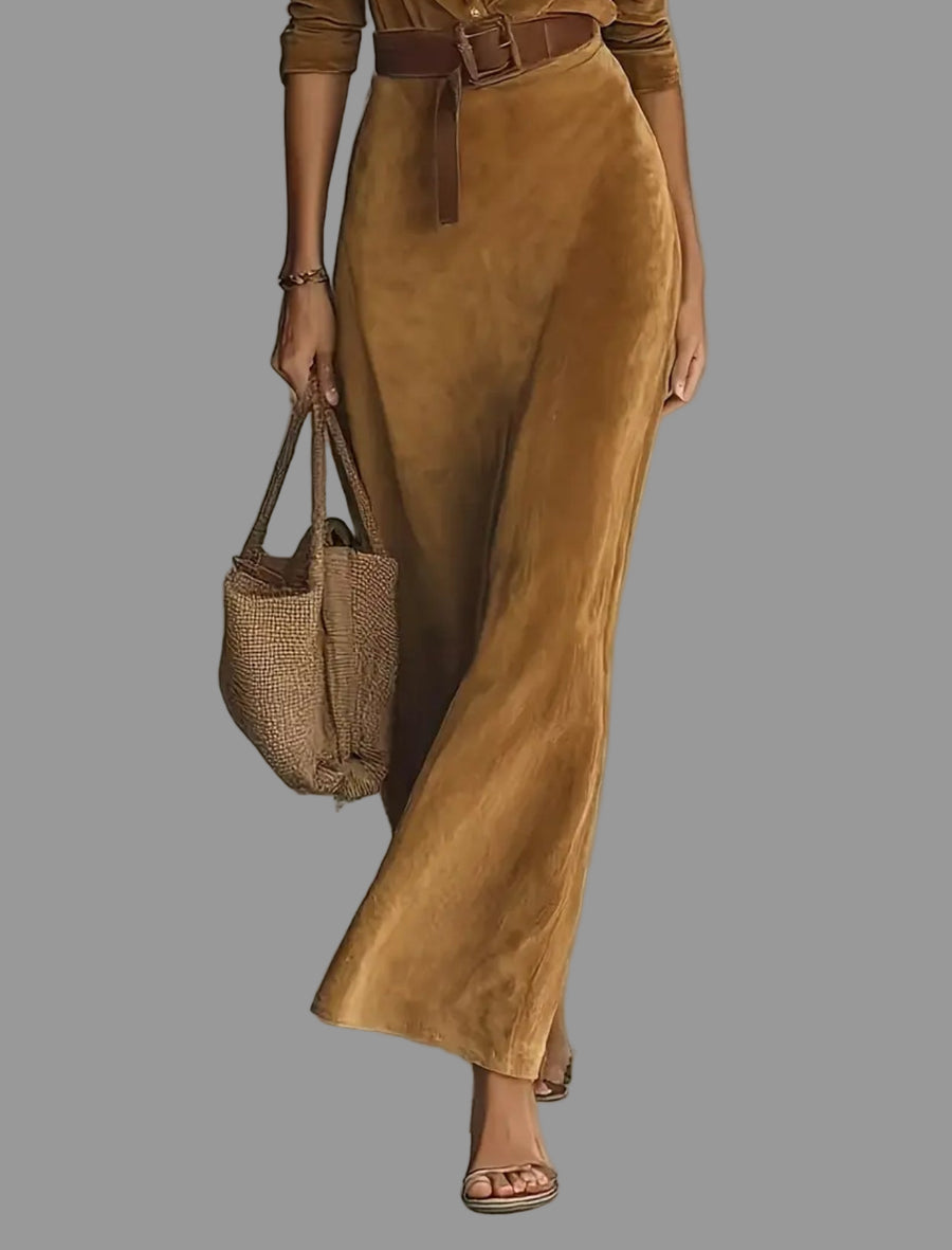 VESTIDO CAMISERO LARGO ATERCIOPELADO