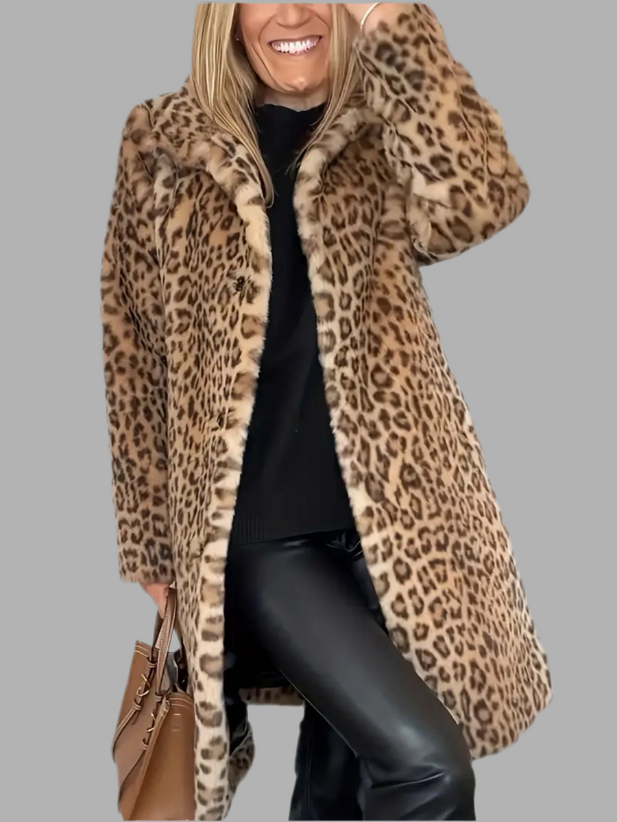 ABRIGO RECTO DE PELUCHE ANIMAL PRINT