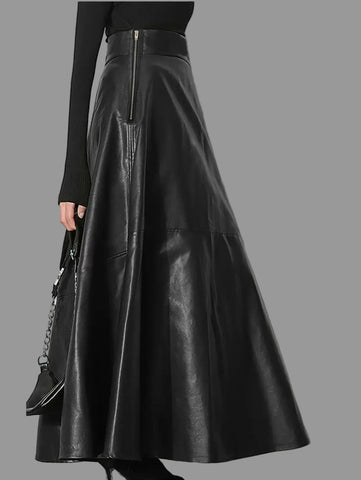 FALDA LARGA DE CUERO ECO 4 CLRS