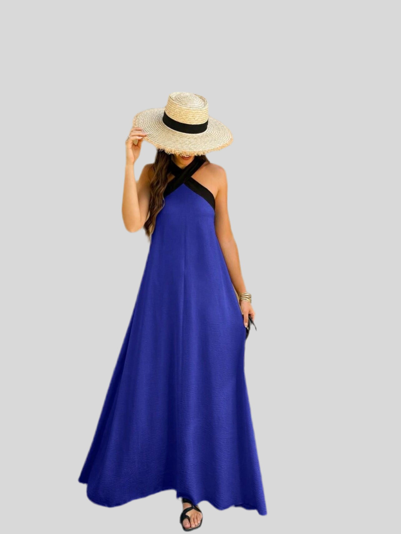 VESTIDO LARGO EN CONTRASTE 7 CLRS