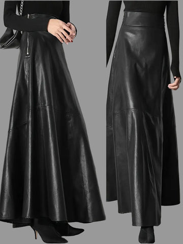 FALDA LARGA DE CUERO ECO 4 CLRS