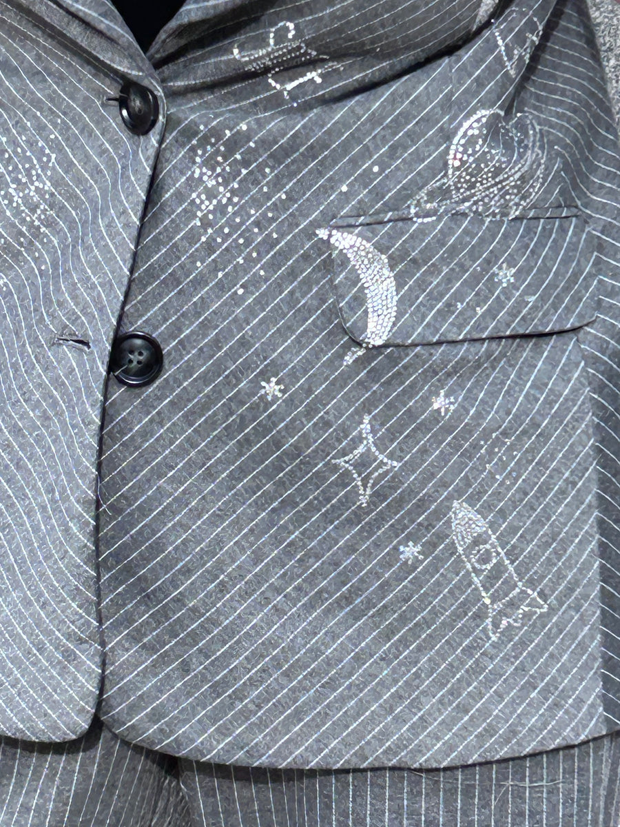 Diplomatic line jacket suit with rhinestones