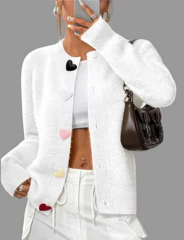 CHAQUETA DE PUNTO BOTON CORAZON 8 CLRS