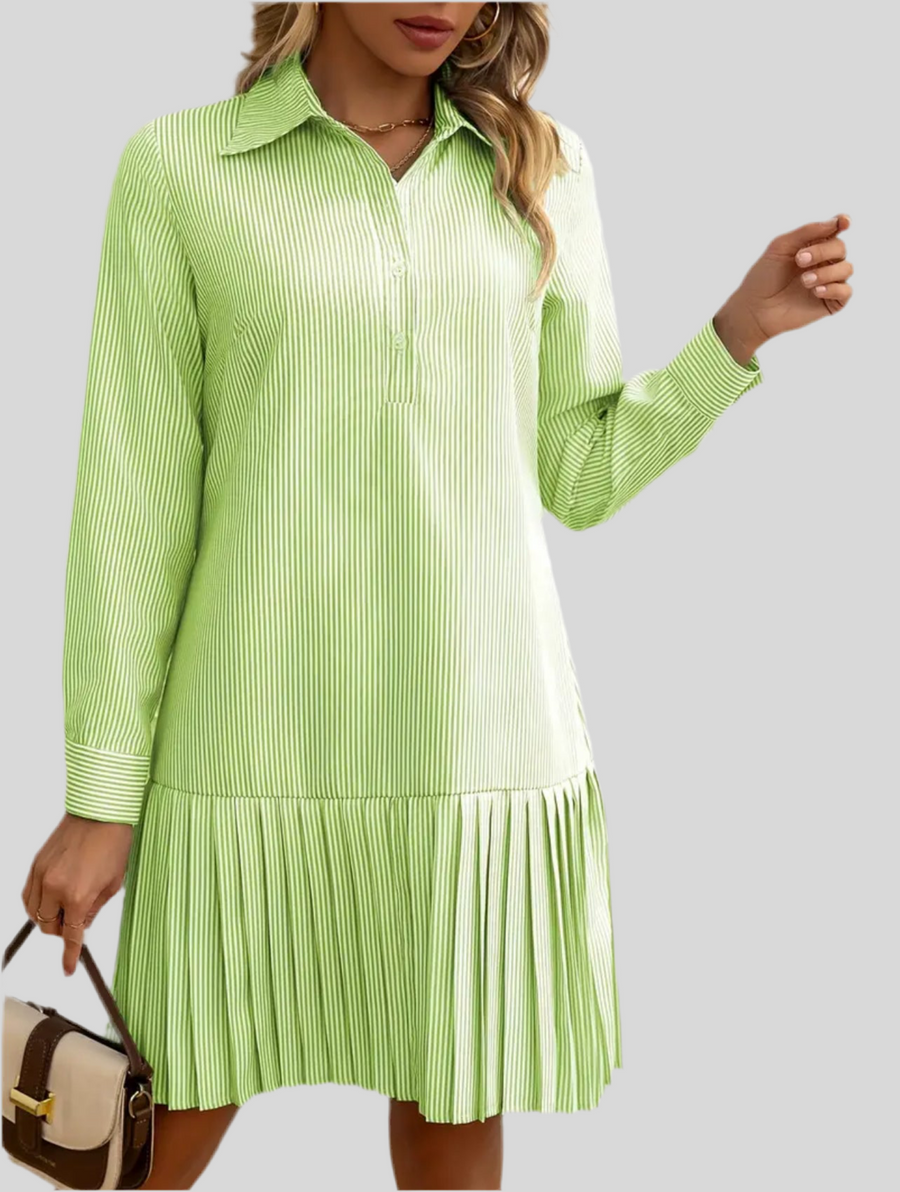 VESTIDO CAMISERO VOLANTE PLISADO 5 CLRS