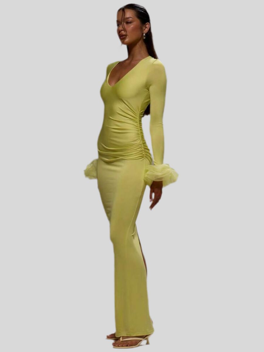 VESTIDO DE LYCRA AMARILLO ÁCIDO
