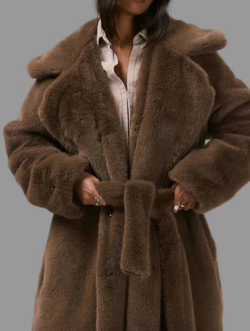 ABRIGO FAUX FUR LARGO CINTURÓN 3 CLRS