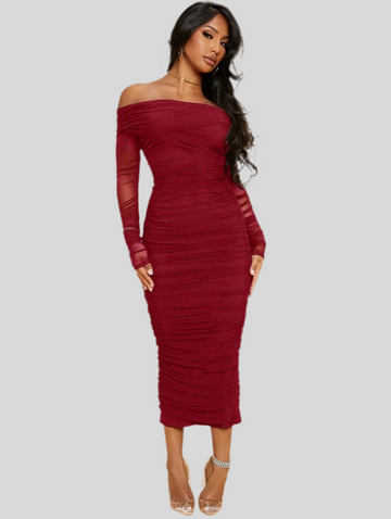 VESTIDO ELÁSTICO DRAPEADO 12 CLRS