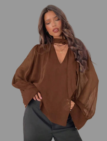 CAMISA AMPLIA CON ESCOTE Y LAZADA 9 CLRS