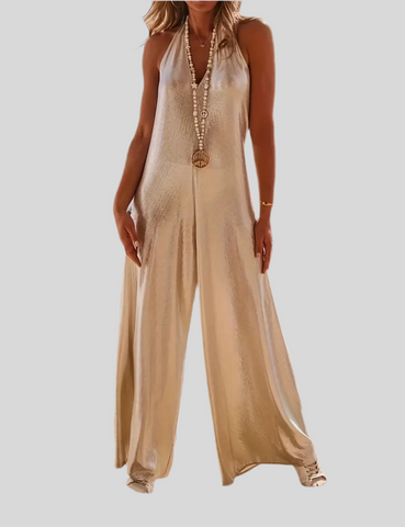 MONO AMPLIO METALIZADO CON ESCOTE HALTER