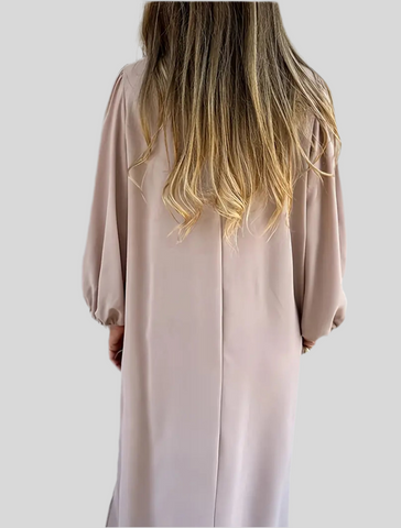 VESTIDO MIDI AMPLIO ESCOTE UVE 2 CLRS