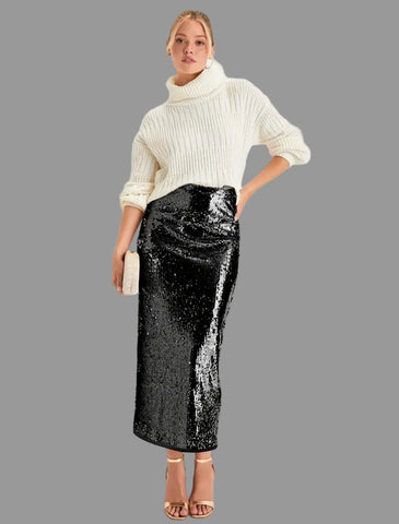 FALDA RECTA DE LENTEJUELAS 4 CLRS