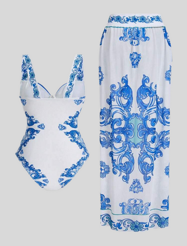 CONJUNTO TRAJE DE BAÑO Y PAREO 3 CLRS
