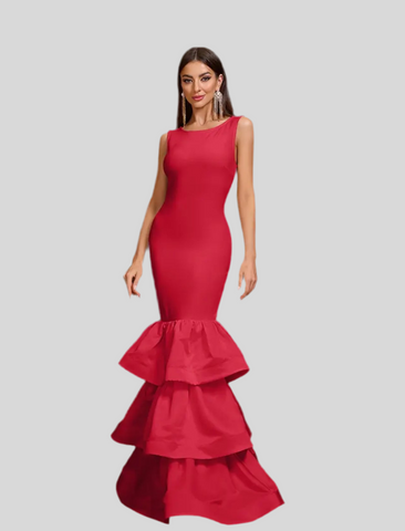 VESTIDO LARGO VOLANTES 3 COLORES