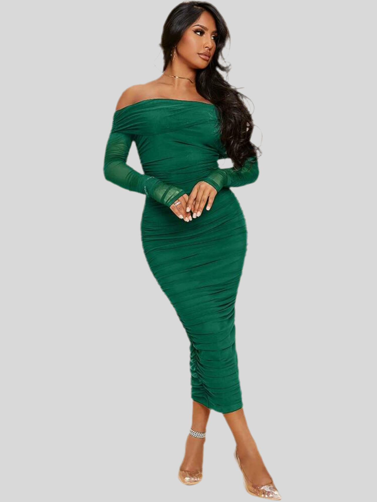 VESTIDO ELÁSTICO DRAPEADO 12 CLRS