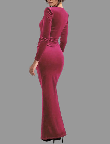 VESTIDO LARGO DE TERCIOPELO ENTALLADO 7 CLRS