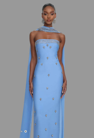 VESTIDO SKY BLUE CEREMONIA CRISTAL