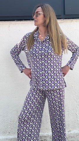 Lilac lycra shirt and pants set