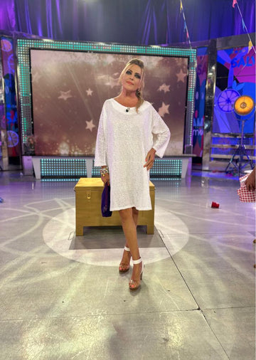 Vestido LYDIA de lentejuelas blanco