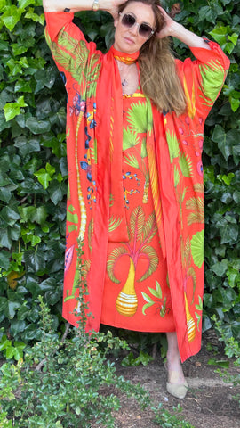 Kimono NEW YORK JUNGLE ORANGE LIMITED EDITION The Thannac Silk Collection 
