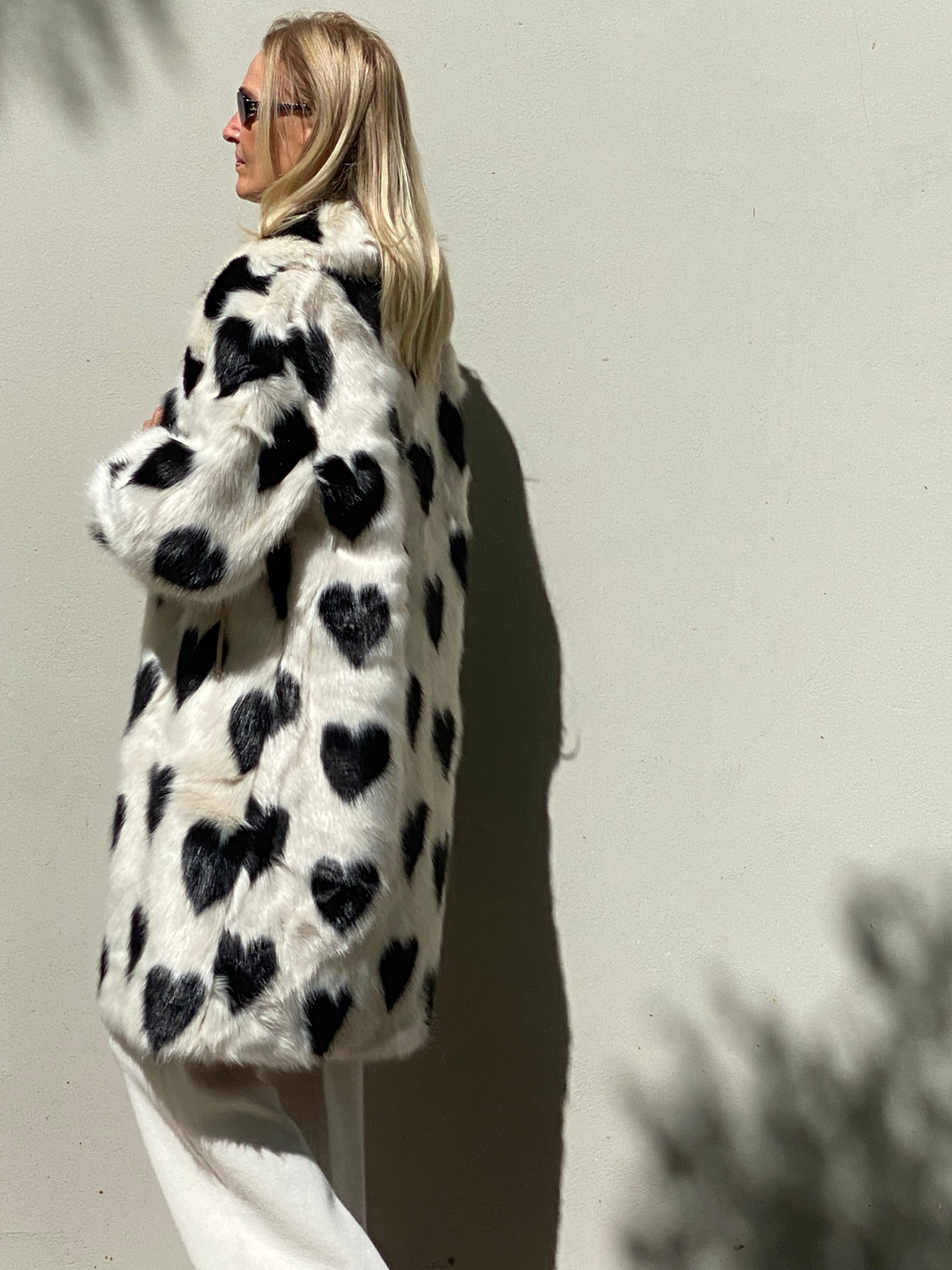 Faux fur coat with hearts, LIMITED EDITION