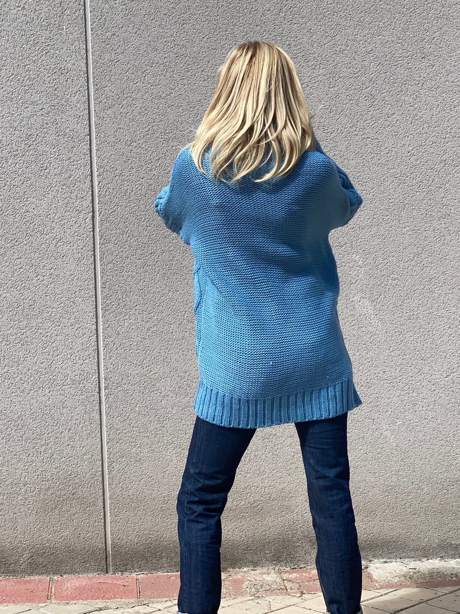 Blue soft chunky knit jacket