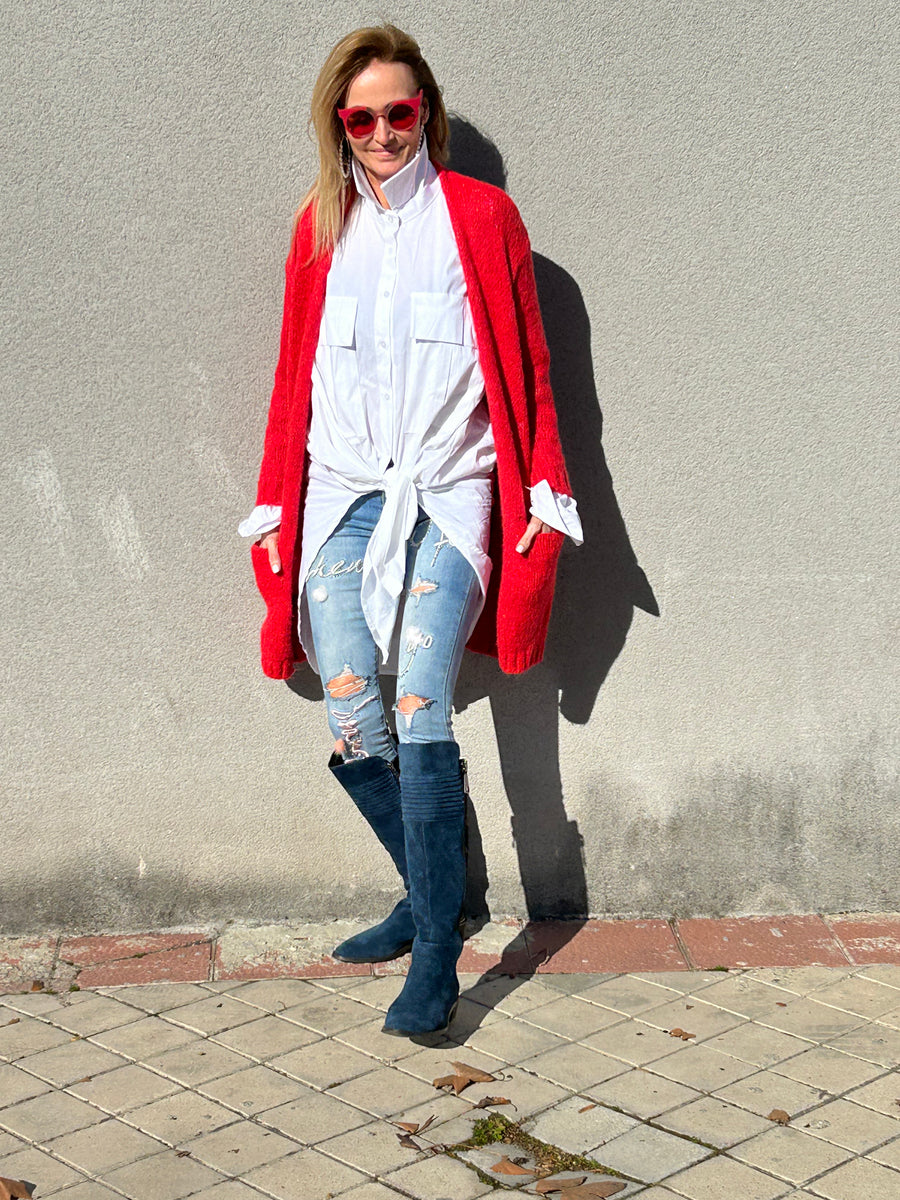 Cardigan de punto suave con número trasero