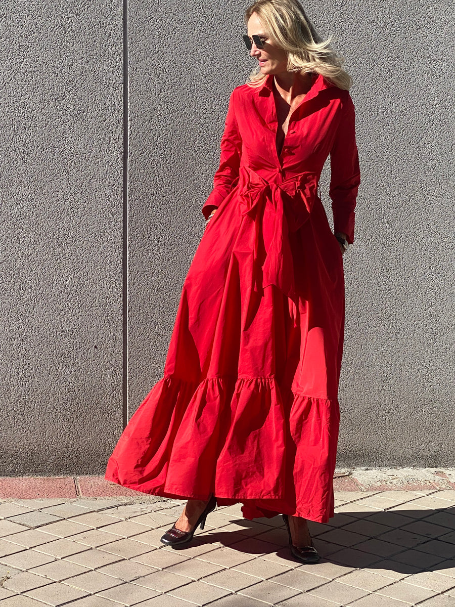 Long shirt dress LAZO in taffeta.