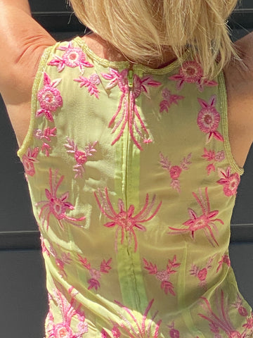 Hand embroidered silk top 