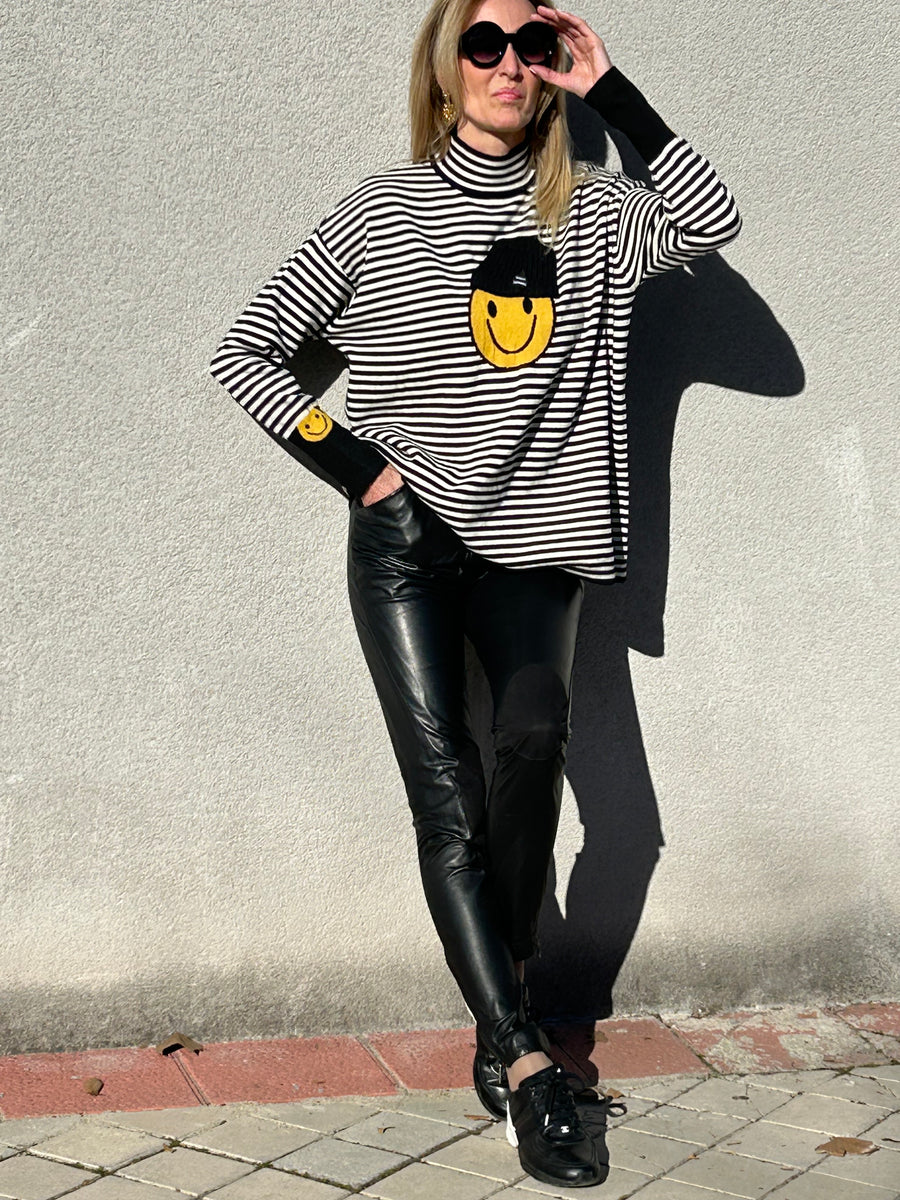 Striped fine knit sweater