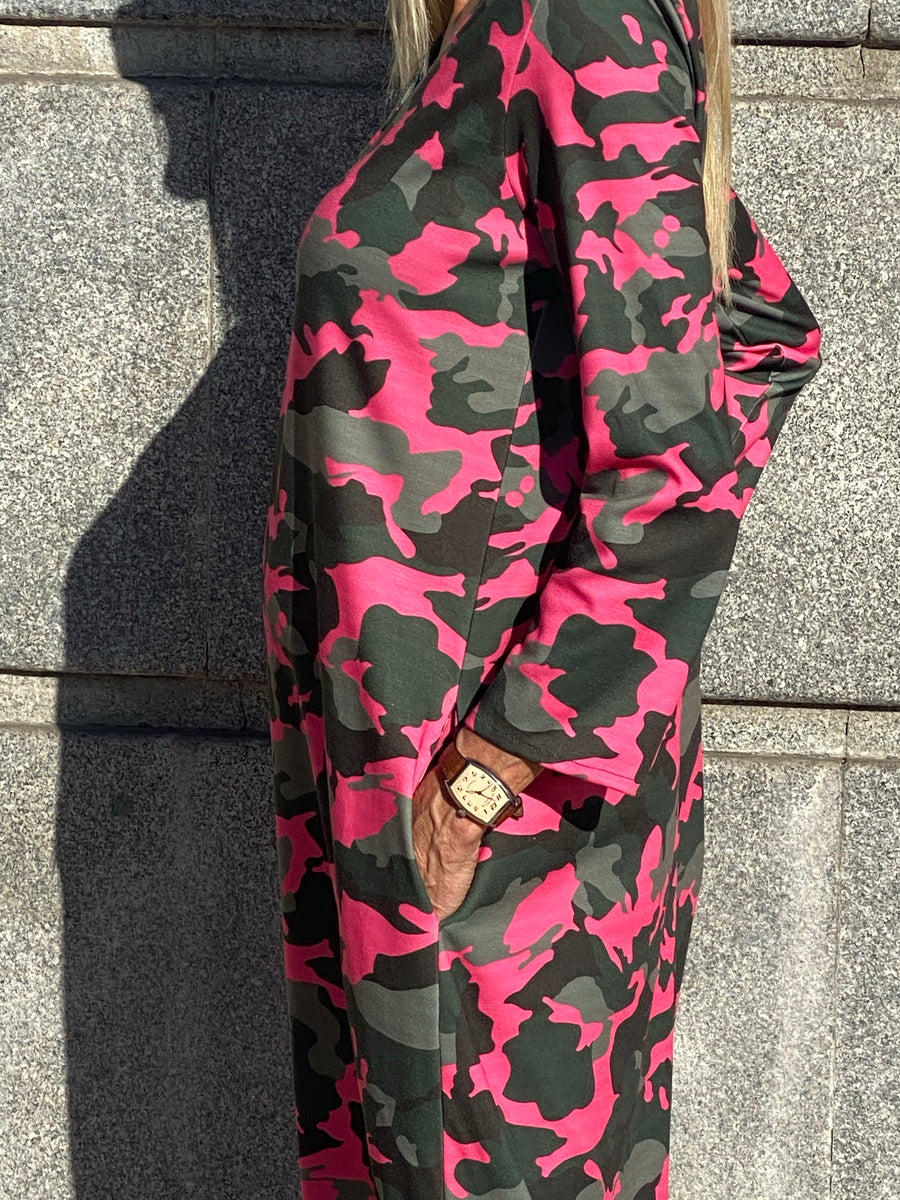 TESS EXCLUSIVE CAMOUFLAGE long elastic velvet dress