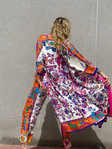 Kimono NEW YORK MARSHALA  WHITE  EDICIÓN LIMITADA The Thannac Silk Collection