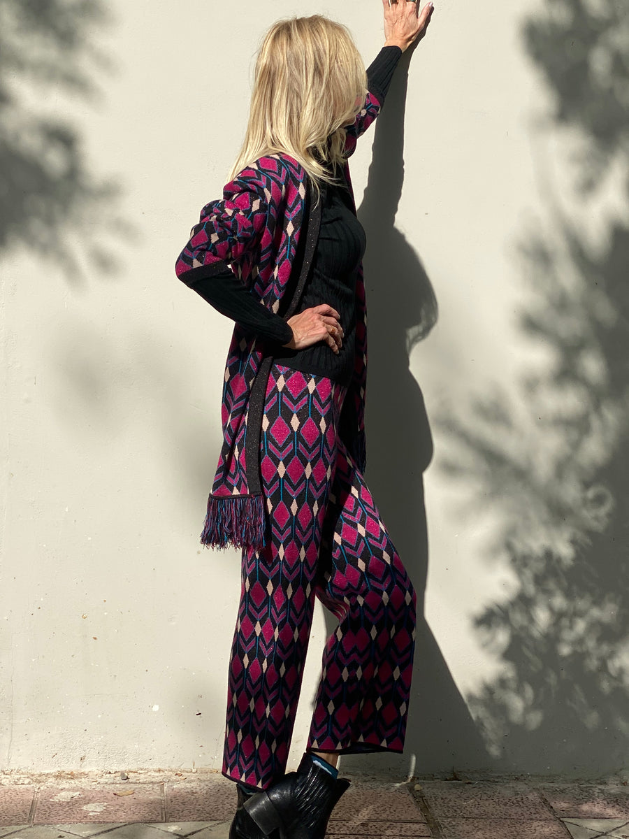 Conjunto de dos piezas de punto multicolor tejido