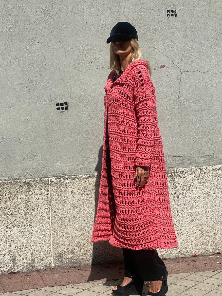 DOLLY long jacket in open stitch MAXI CARDIGAN