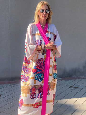 Kimono NEW YORK BOW WHITE  EDICIÓN LIMITADA The Thannac Silk Collection