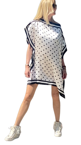 Kaftán BELLA DOTS BLANCO de seda EDICIÓN LIMITADA The Thannac Silk Collection