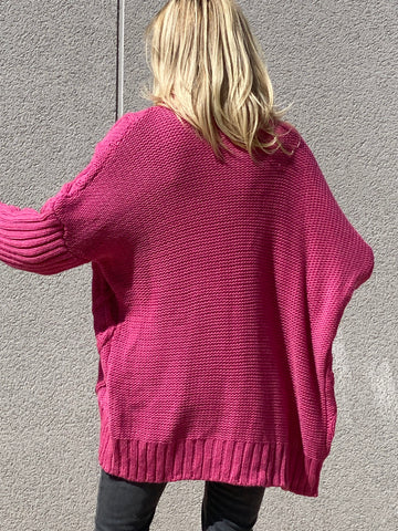 Pink soft chunky knit jacket