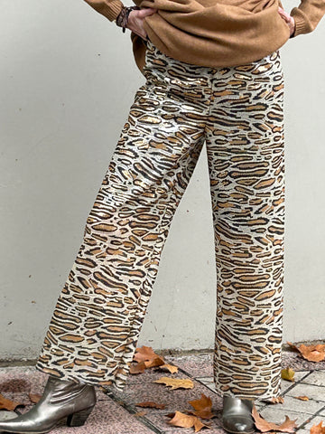 Animal sequin trousers
