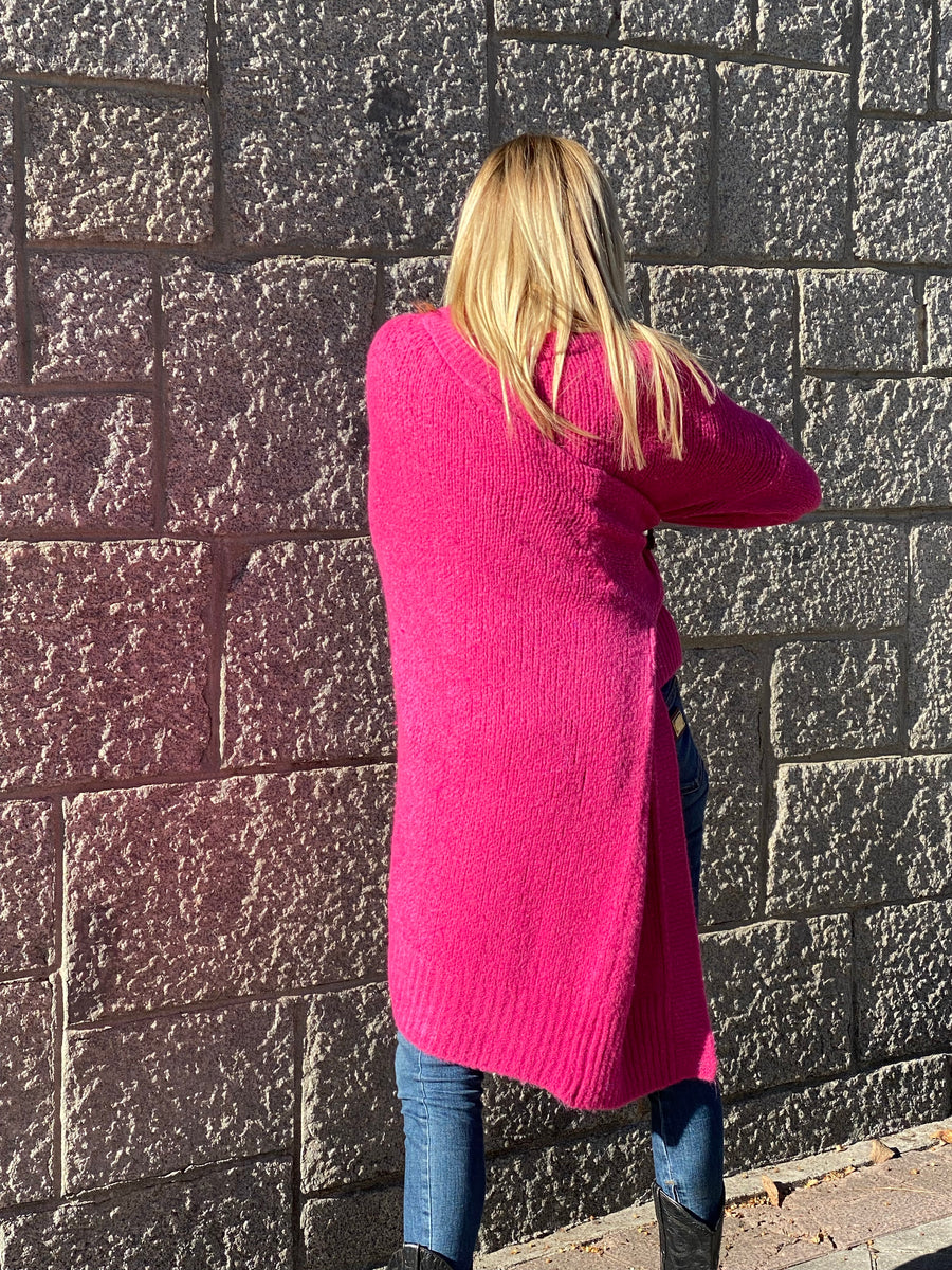 Long cardigan and soft chunky knit jumper set