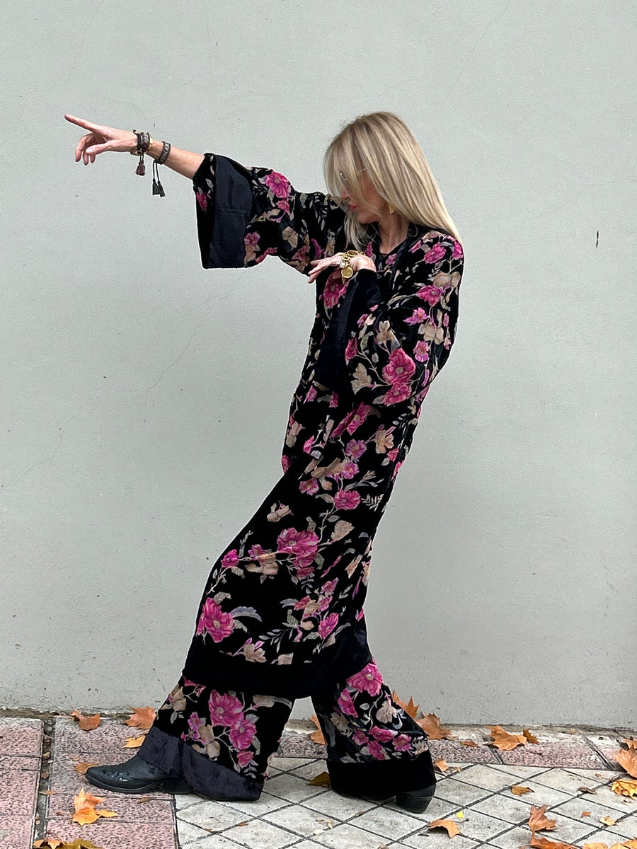 Kimono TASHA espectacular de terciopelo flocado