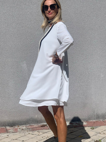 BAVARIA White oversize double layer dress.