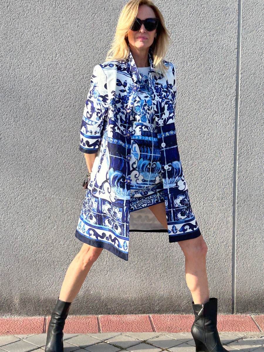 Set of ceremony coat printed with crystals and dress